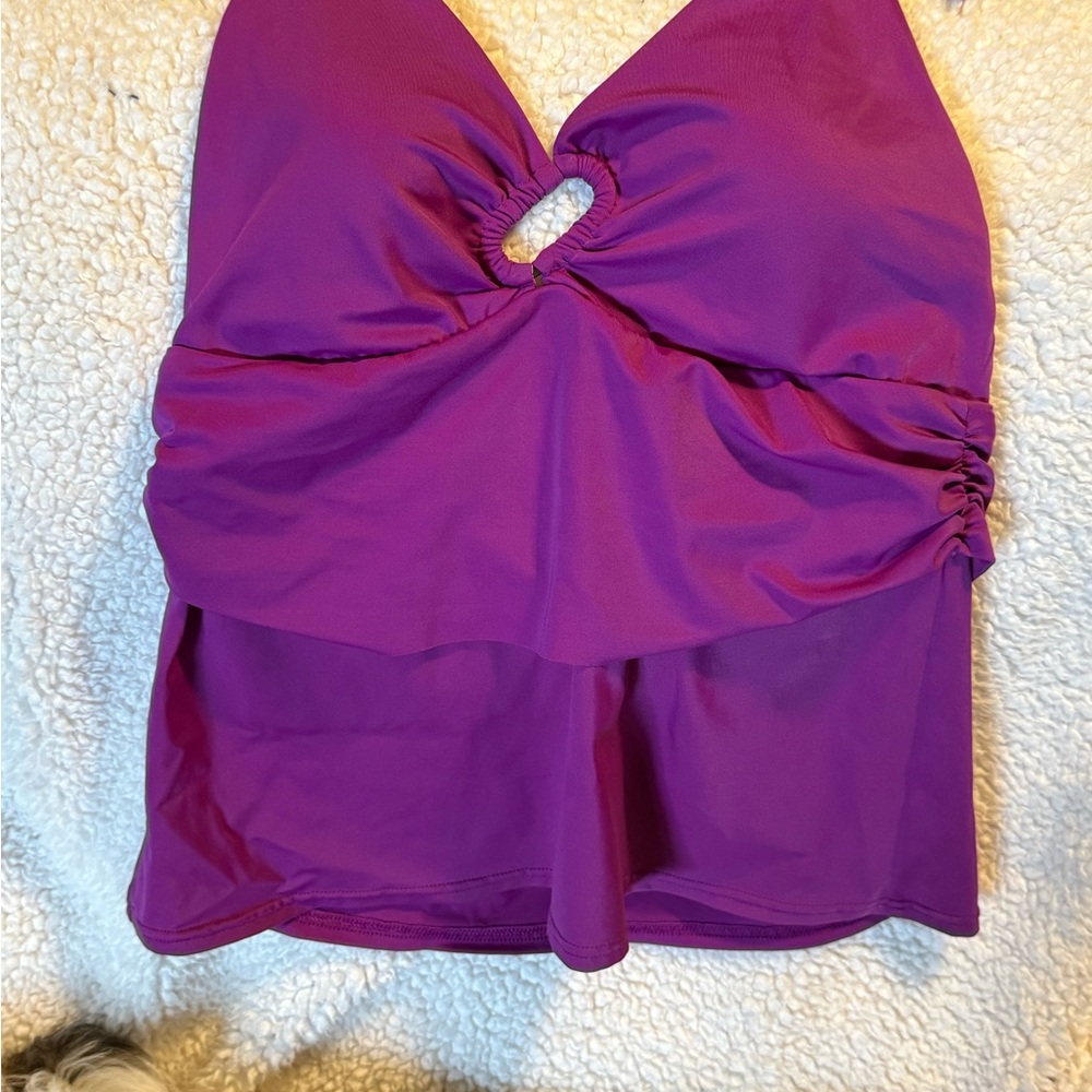 Lands' End Purple tankini swim Top